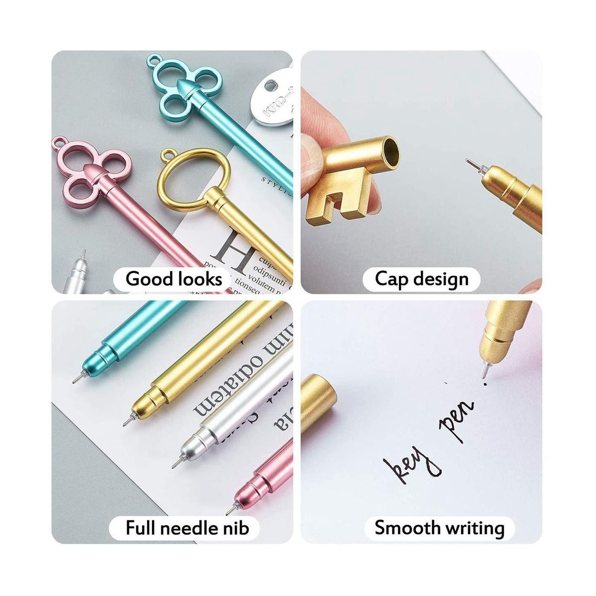24PCS Retro Key Neutral Pen Student Cartoon Cute Signing