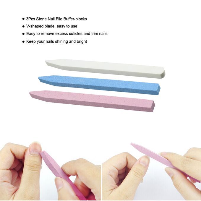 3Pcs Stone Nail File Buffer-blocks Grind Sand Nail Files