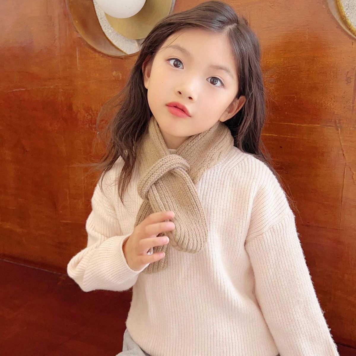 Children Scarf Cozykidz Knitted Neck Warmer Soft Warm for Winter Khaki