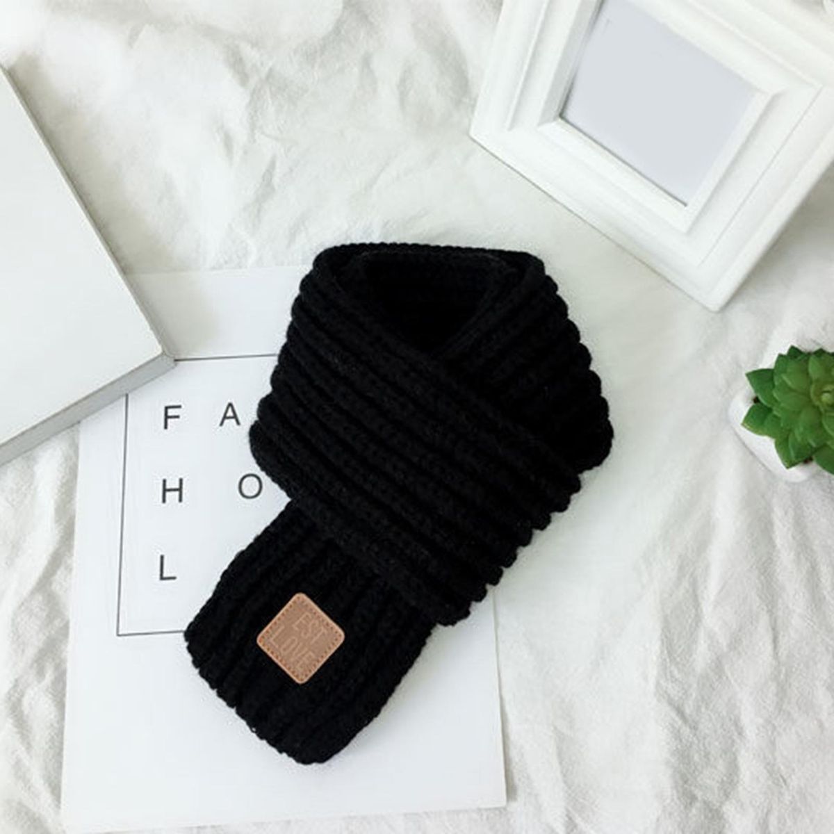 Kids Winter Scarf Cozykidz Knitted Neck Wrap Soft Warm for Babies Black