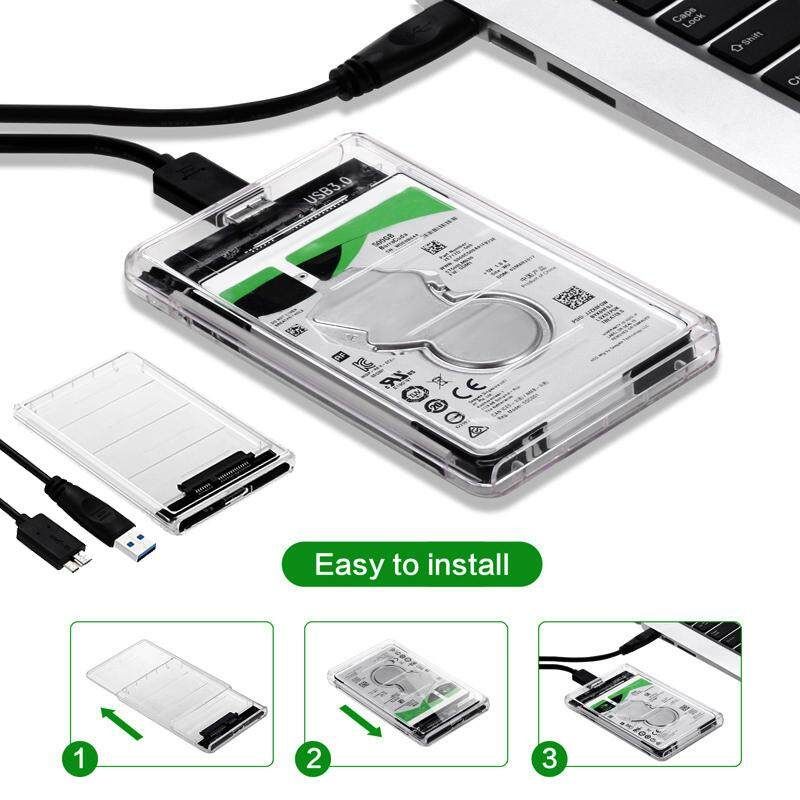 All-Transparent High Speed USB 3.0 To SATA HDD SSD Hard Drive Enclosure Storage Case