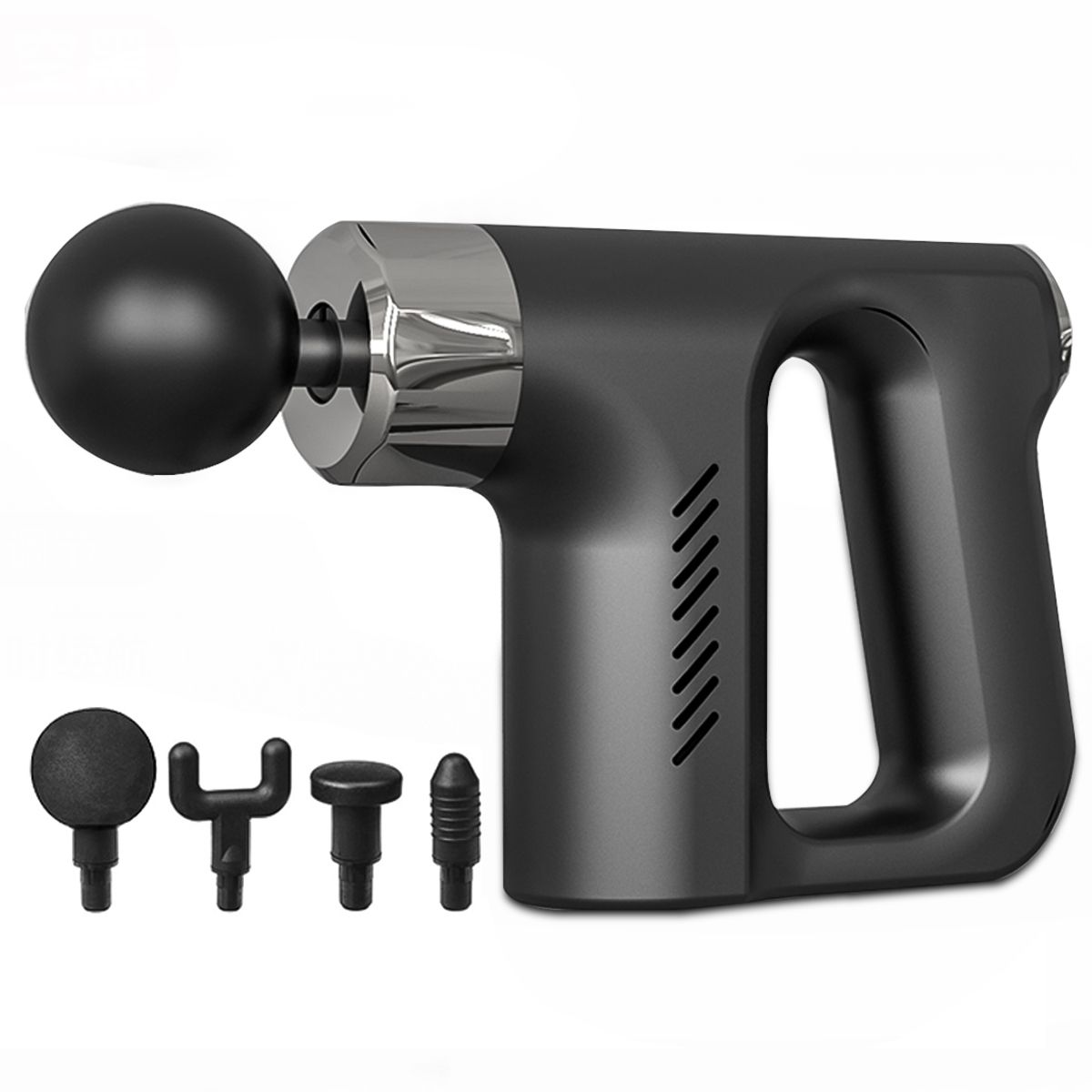 8000r/min Therapy Massage Gun 5 Gears Muscle Massager Pain Sport Massage Machine Relax Body Slimming Relief With 4 Heads-Black