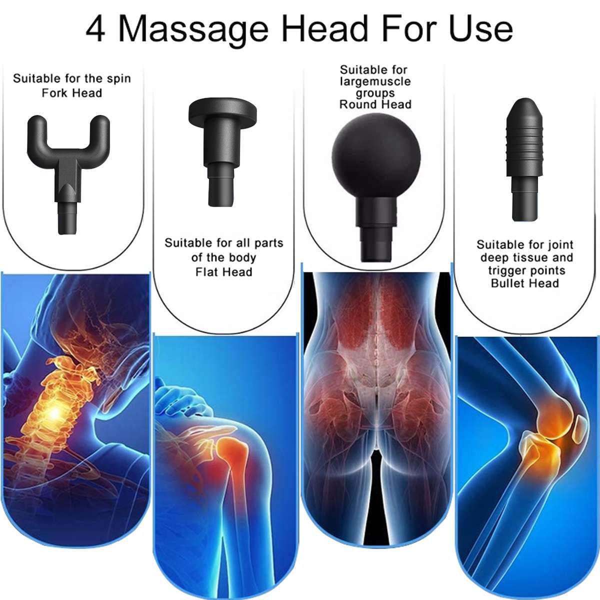 8000r/min Therapy Massage Gun 5 Gears Muscle Massager Pain Sport Massage Machine Relax Body Slimming Relief With 4 Heads-Black