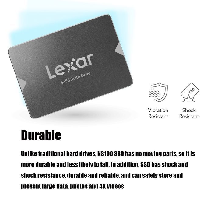 Lexar NS100 2.5 Inch SATA3 Notebook Desktop SSD Solid State Drive, Capacity: 256GB(Gray)