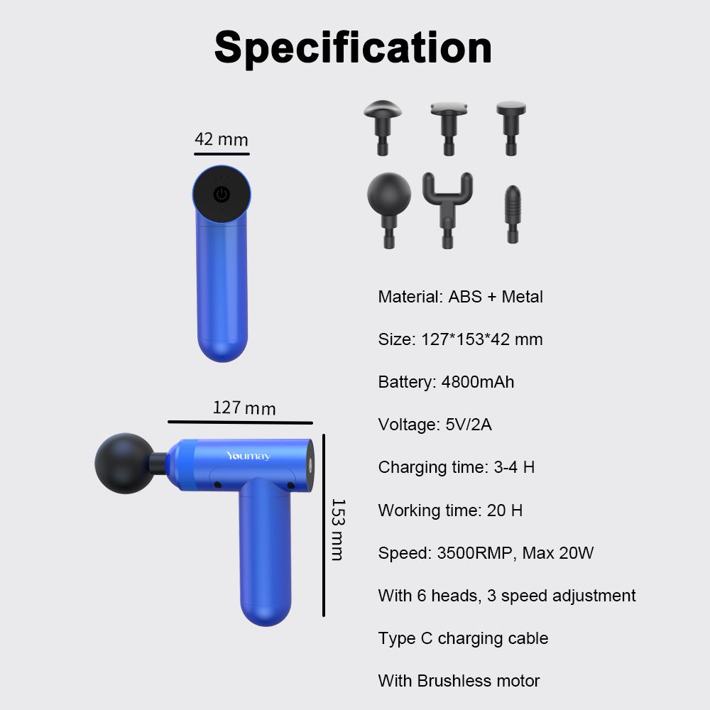 Mini Massage Gun Muscle Massager Deep Tissue Vibration Gun Body Relaxation Sports Exercising Pain Relief Slimming Shaping-Black