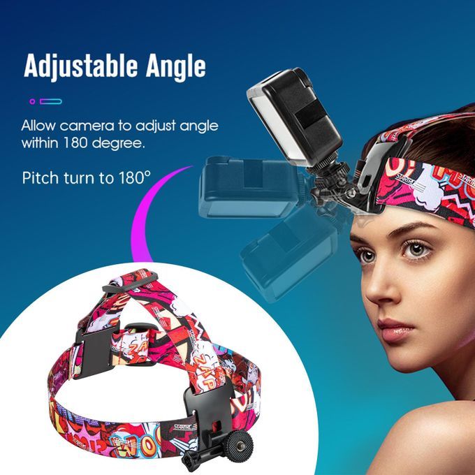 Head Strap Holder Kit POV Vlog Head Mount Strap Harness Adjustable Red