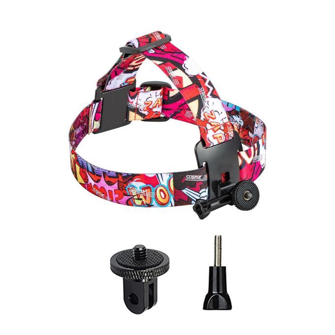 Head Strap Holder Kit POV Vlog Head Mount Strap Harness Adjustable Red
