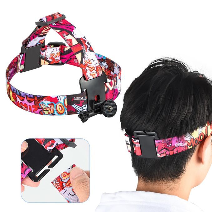 Head Strap Holder Kit POV Vlog Head Mount Strap Harness Adjustable Red