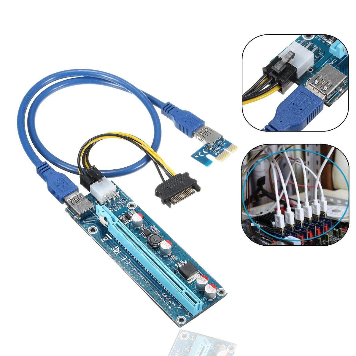 8pcs USB 3.0 -E Express 1x To16x Extender Riser Board Card Adapter SATA Cable