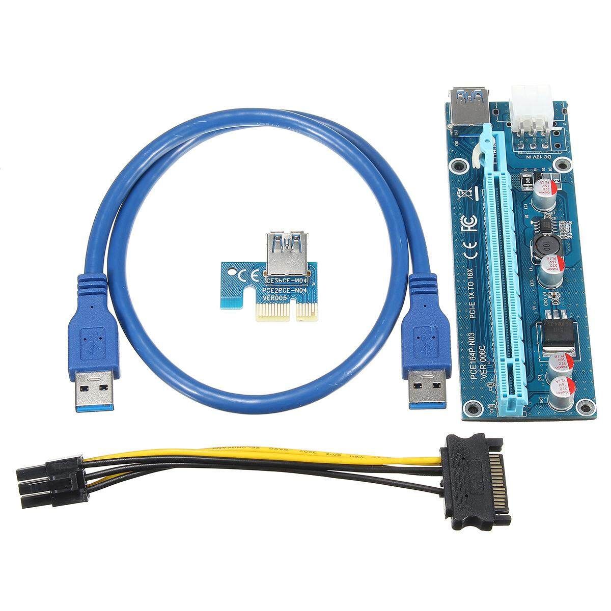 8pcs USB 3.0 -E Express 1x To16x Extender Riser Board Card Adapter SATA Cable
