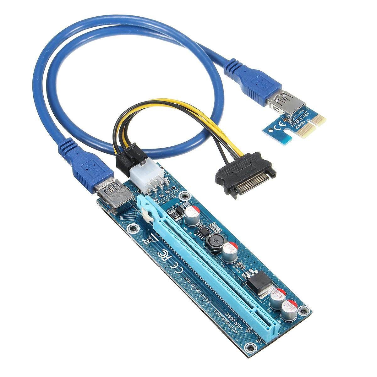 8pcs USB 3.0 -E Express 1x To16x Extender Riser Board Card Adapter SATA Cable