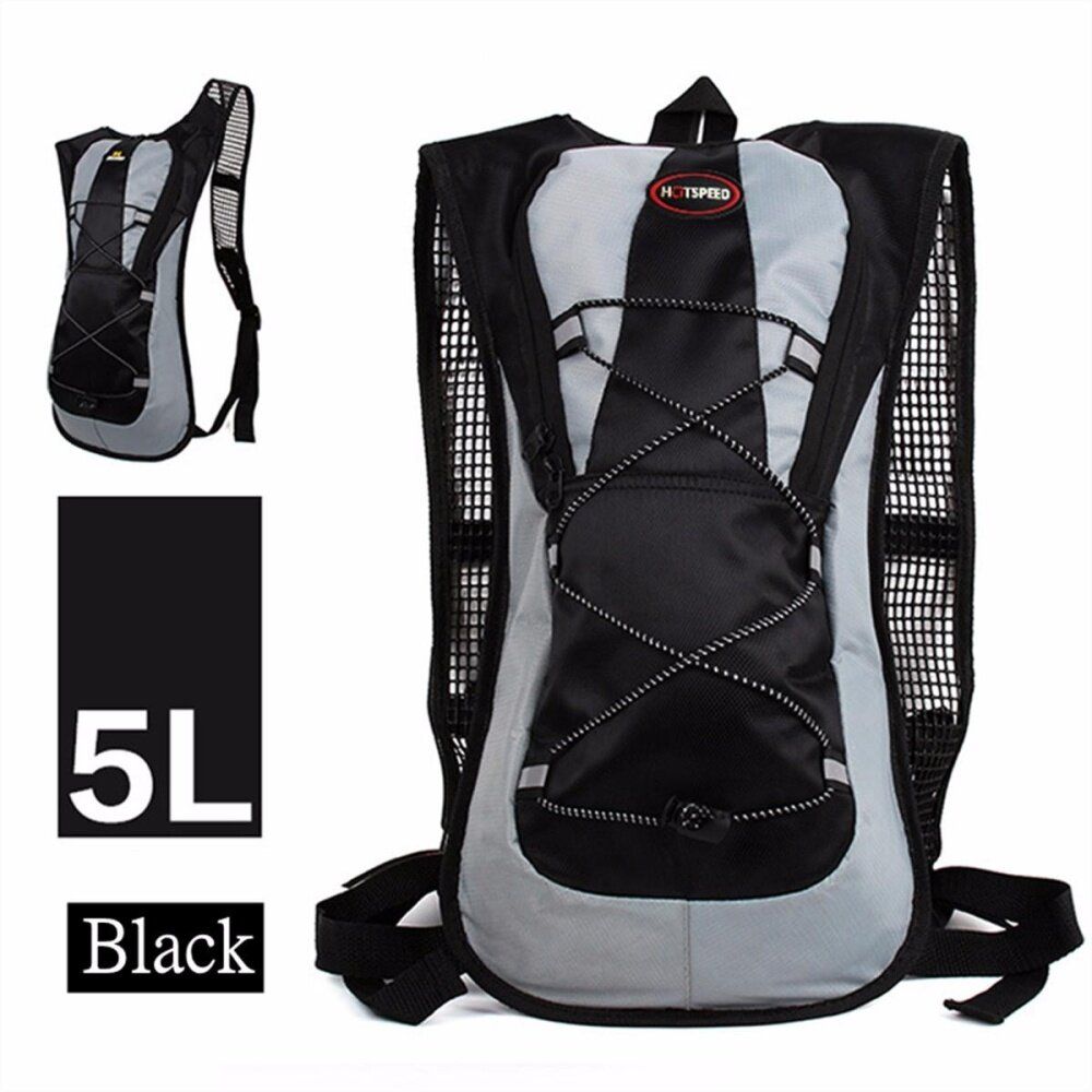 New 5L Hydration Backpack Rucksack 2L Straw Water Bladder Bag For Cycling Hiking Blue Black