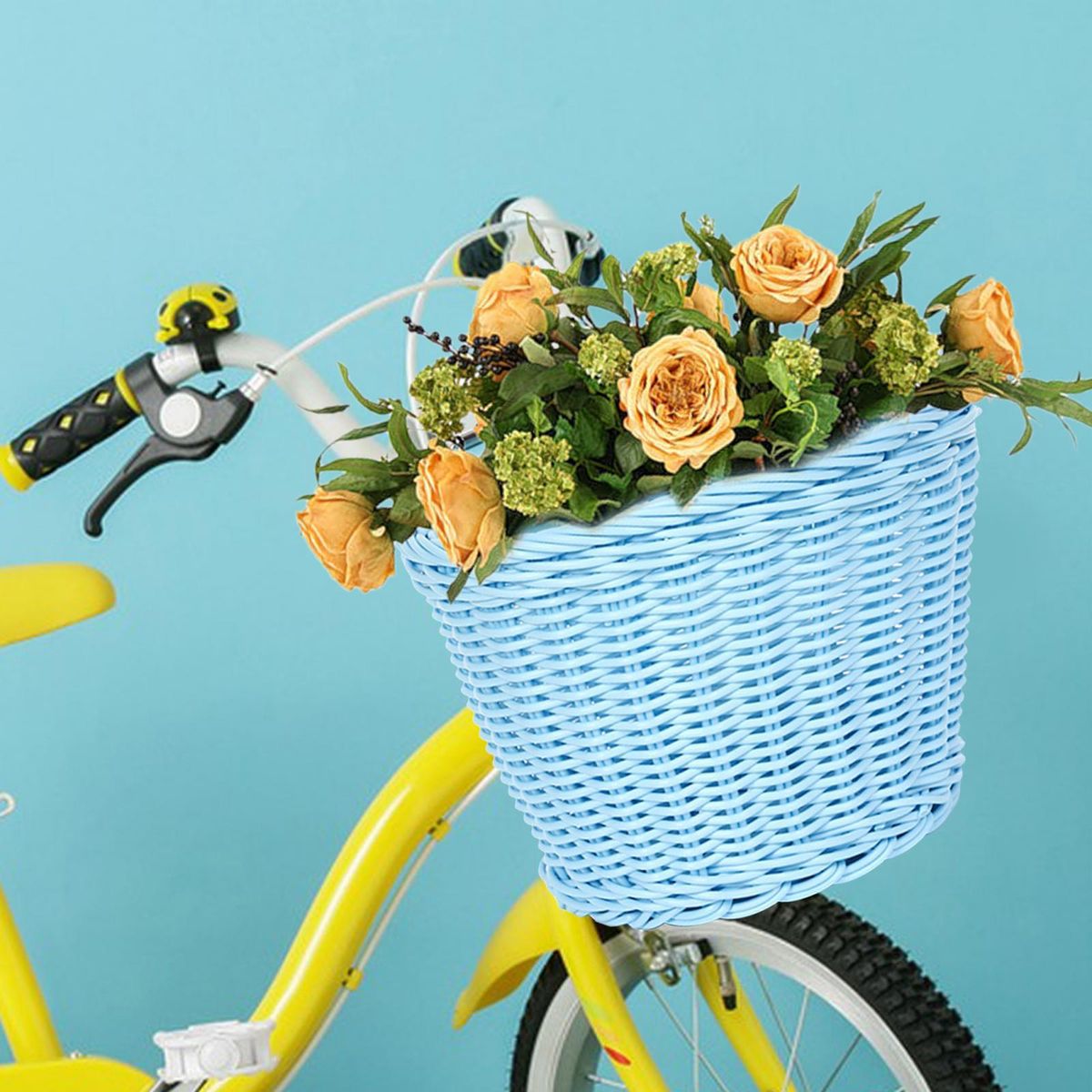 Kids Handlebar Bike Basket Imitation Rattan  Basket Blue