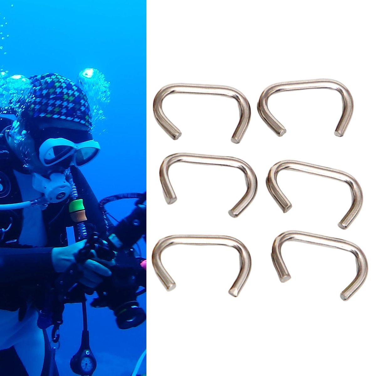 6Pcs Scuba Diving Bungee Clips, Sturdy Stable Corrosion