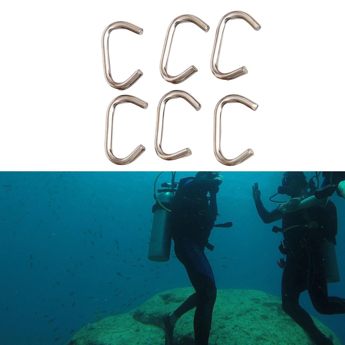 6Pcs Scuba Diving Bungee Clips, Sturdy Stable Corrosion