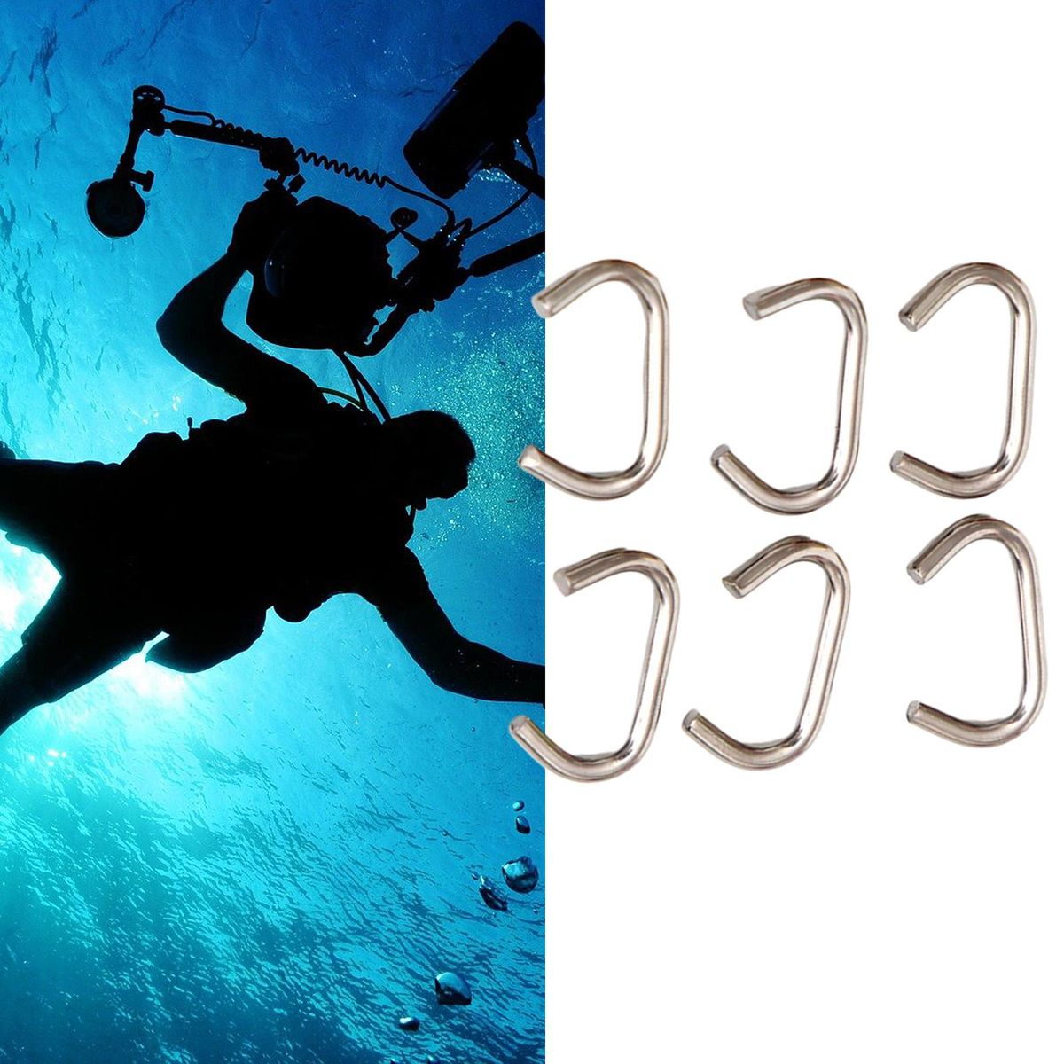 6Pcs Scuba Diving Bungee Clips, Sturdy Stable Corrosion