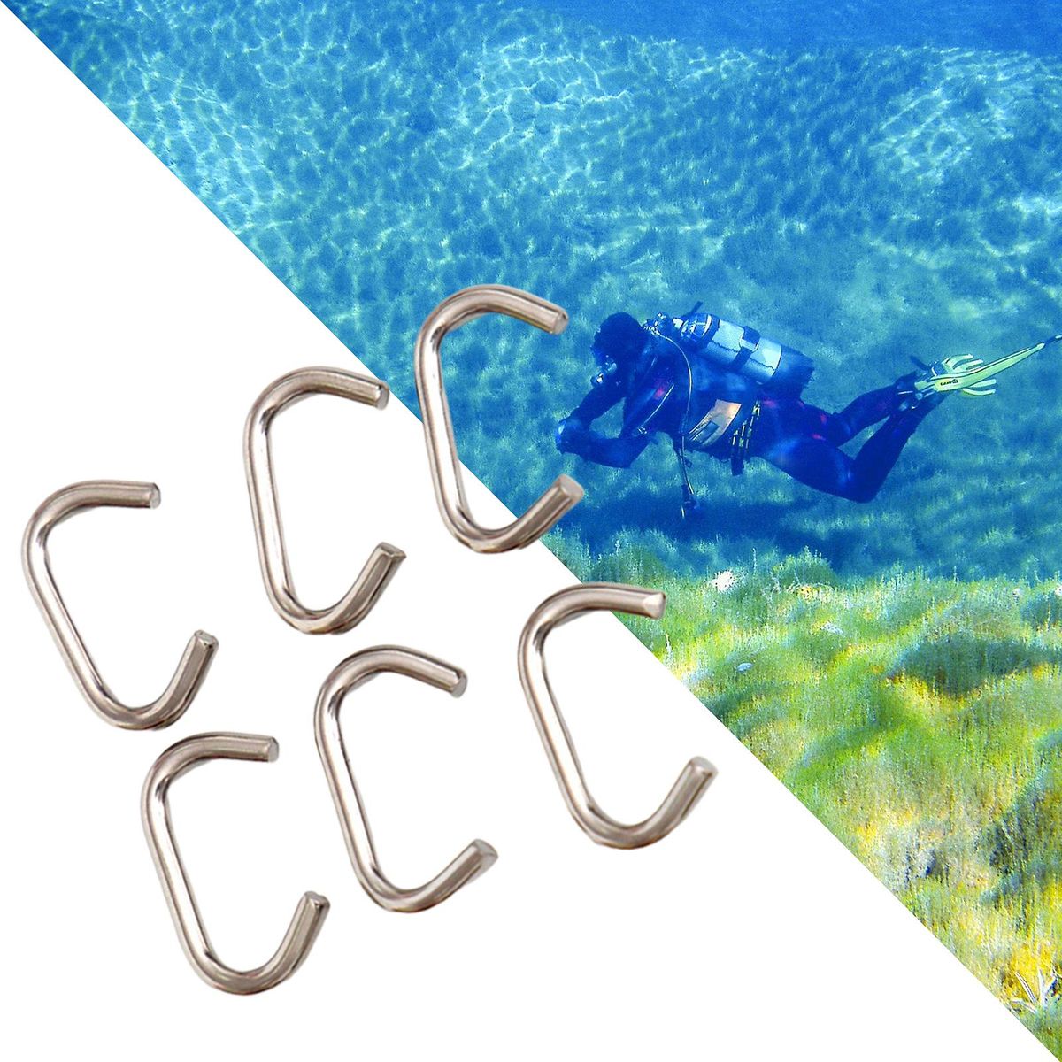 6Pcs Scuba Diving Bungee Clips, Sturdy Stable Corrosion