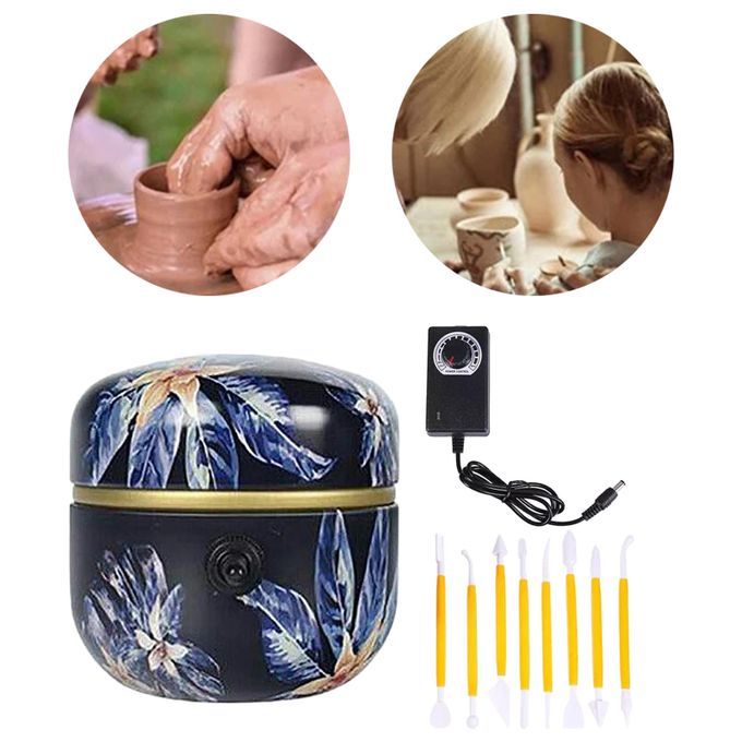 Mini Electric Pottery Wheel Machine, Adjustable Speed Dark Blue
