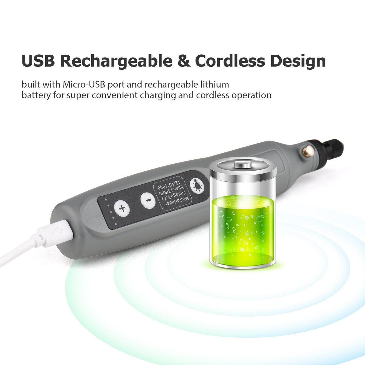 Portable Rotary Tool Set Mini Cordless Grinder Handheld Rechargeable Electric Drill USB Charging 5-Speed with Multiple Attachments LED Light for Cutting Sanding Engraving Polishing & DIY