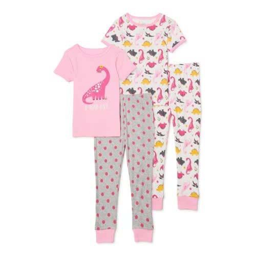 Girls Dinosaur Dots Cotton Pyjamas Set - Size Runs Small