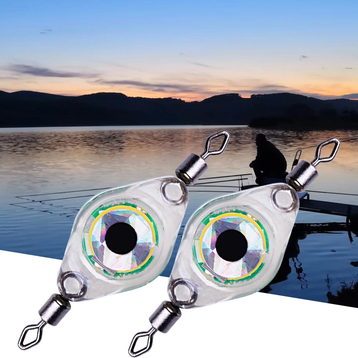 2Pcs LED Attractants Fishing Bait Luminous Underwater LED Lights Blue