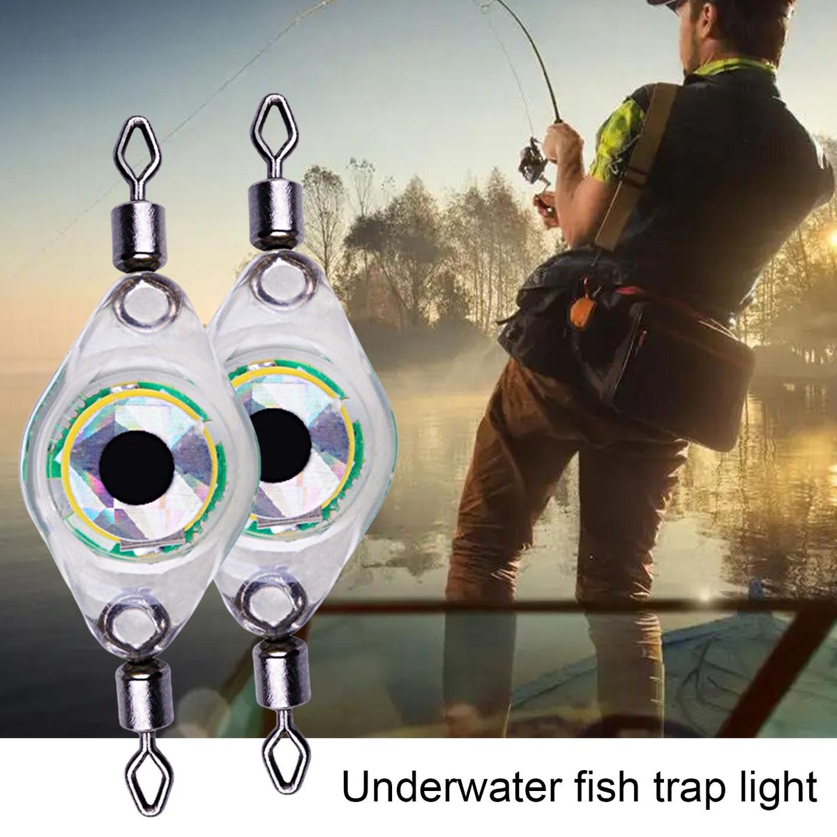 2Pcs LED Attractants Fishing Bait Luminous Underwater LED Lights Blue