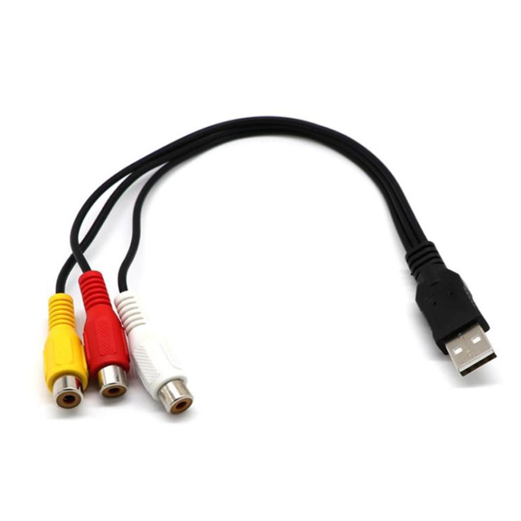 USB Male To 3 RCA Female Video AV Cord Converter Adapter