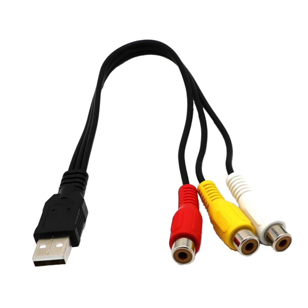 USB Male To 3 RCA Female Video AV Cord Converter Adapter
