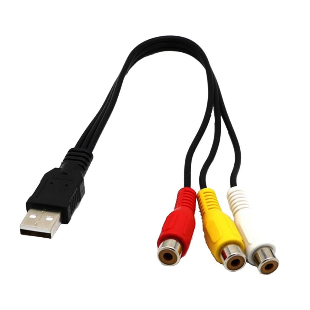 USB Male To 3 RCA Female Video AV Cord Converter Adapter