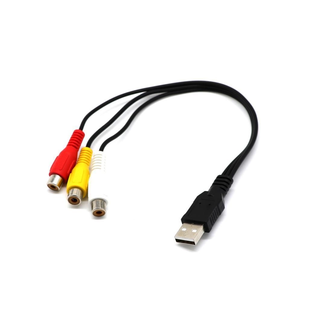 USB Male To 3 RCA Female Video AV Cord Converter Adapter