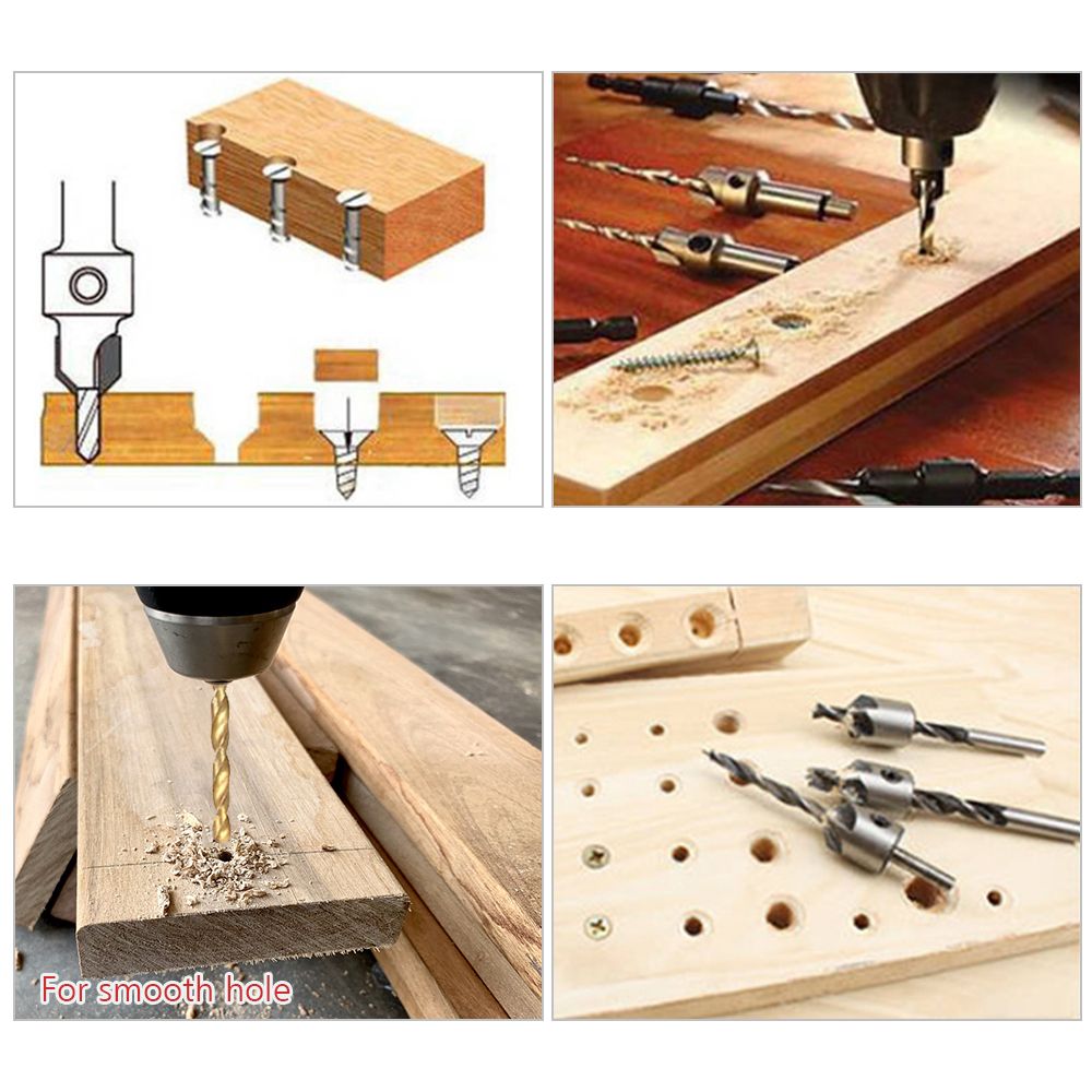 7Pcs Countersink Drill Bits Set With Chamfering Combination