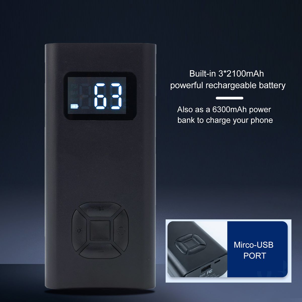 Tire Inflator Portable Air Compressor Digital Pressure Gauge