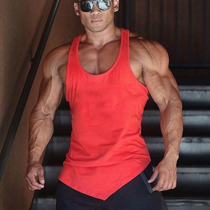Solid Color Clothing Gym Tank Men Fitness Sleeveless Shirt Cotton Blank Muscle Vest Bodybuilding Stringer Tanktop(#black)