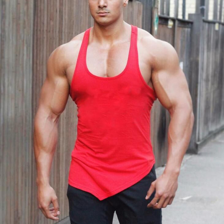 Solid Color Clothing Gym Tank Men Fitness Sleeveless Shirt Cotton Blank Muscle Vest Bodybuilding Stringer Tanktop(#black)