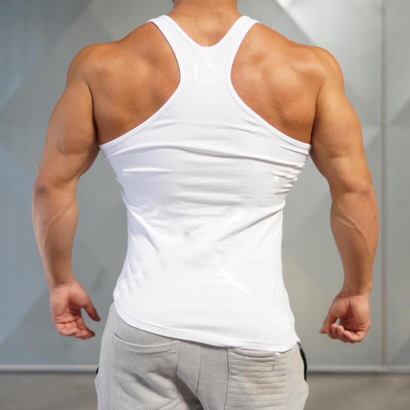 Solid Color Clothing Gym Tank Men Fitness Sleeveless Shirt Cotton Blank Muscle Vest Bodybuilding Stringer Tanktop(#black)
