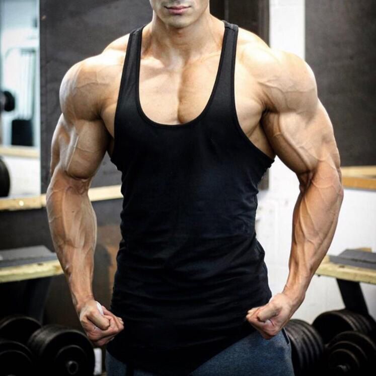 Solid Color Clothing Gym Tank Men Fitness Sleeveless Shirt Cotton Blank Muscle Vest Bodybuilding Stringer Tanktop(#black)