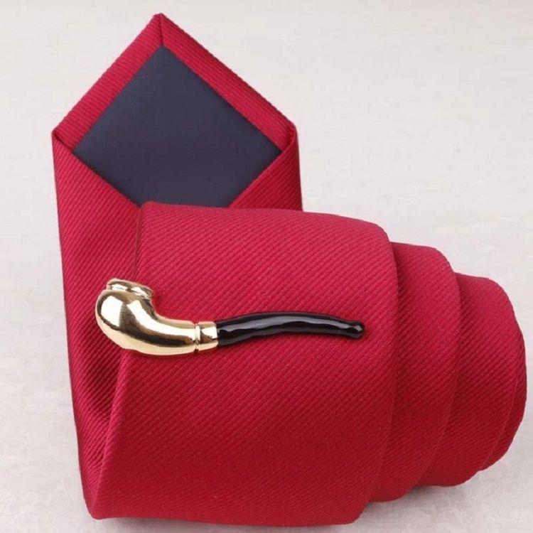 Copper Tie Clip Clothing Accessories Gold Black Handle Pipe