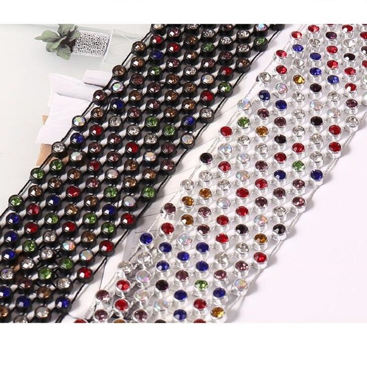 Women Sequined Rhinestone Bow Tie Dance Costume Accessories Mixed Diamond On Silver