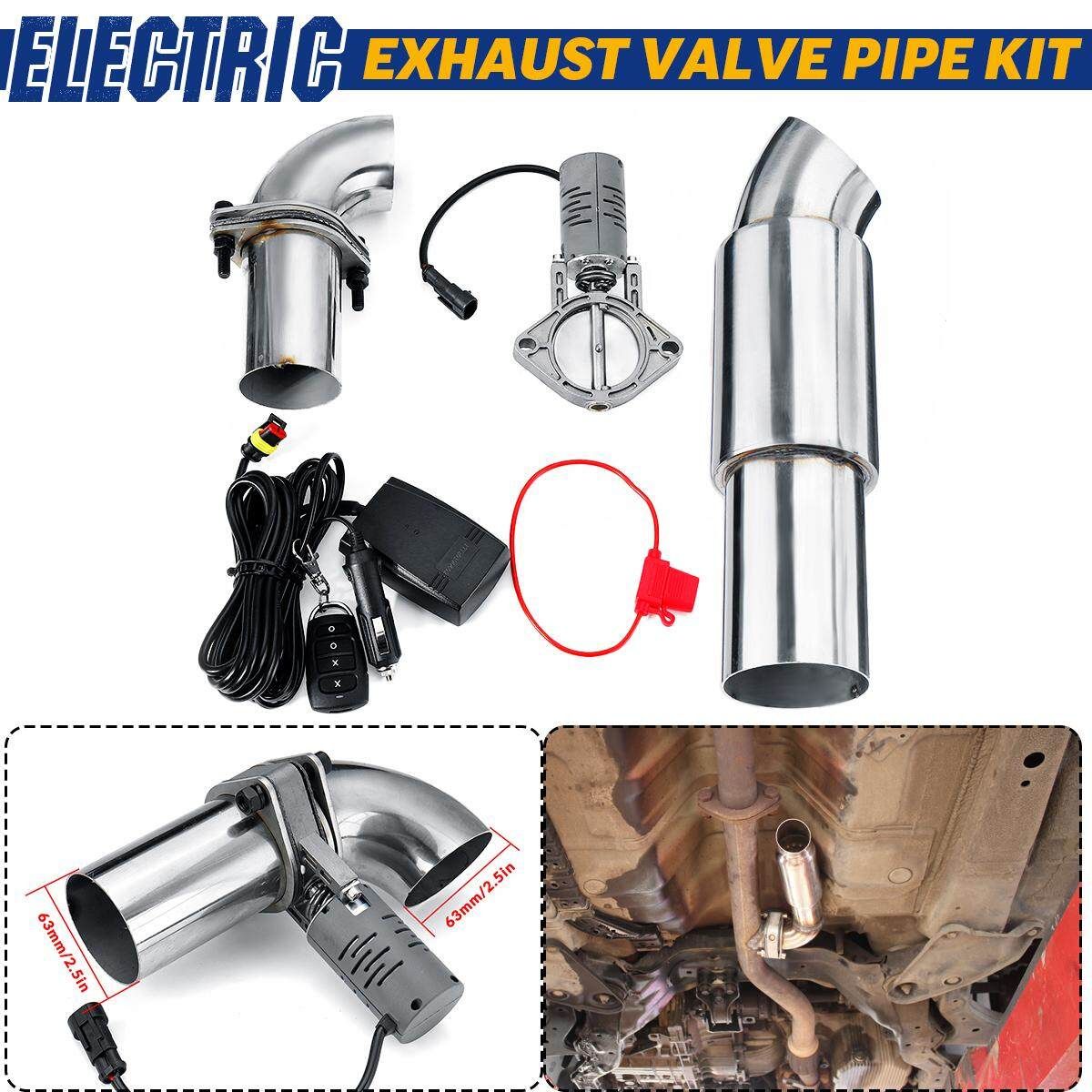 2.5" Exhaust Valve Pipe Electric Control Downpipe Cut Out Wireless Remote Kit