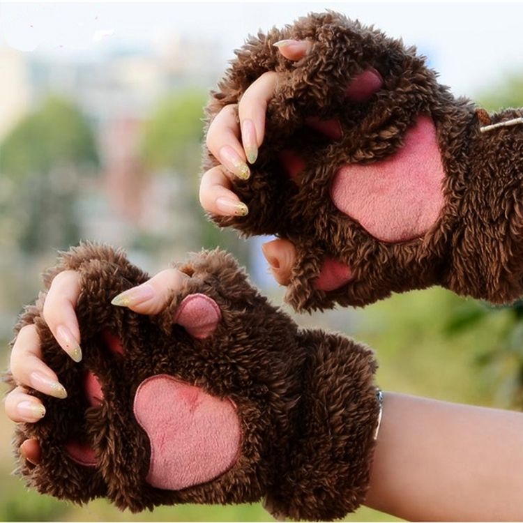 Thickened Warm Cartoon Cat Claw Gloves