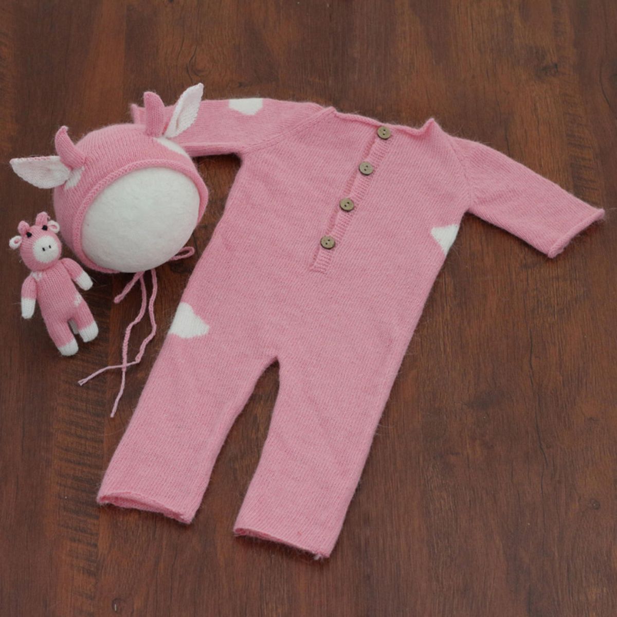 Baby Jumpsuit Outfits For Shower Gift Photo Shoot Costume 0-6 Pink