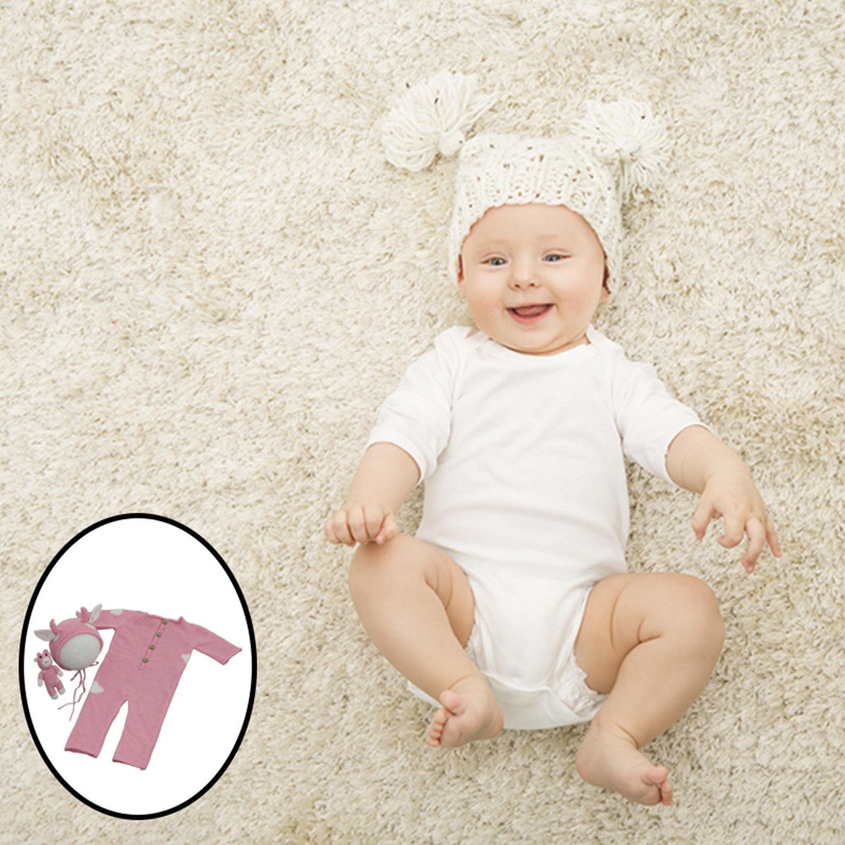 Baby Jumpsuit Outfits For Shower Gift Photo Shoot Costume 0-6 Pink