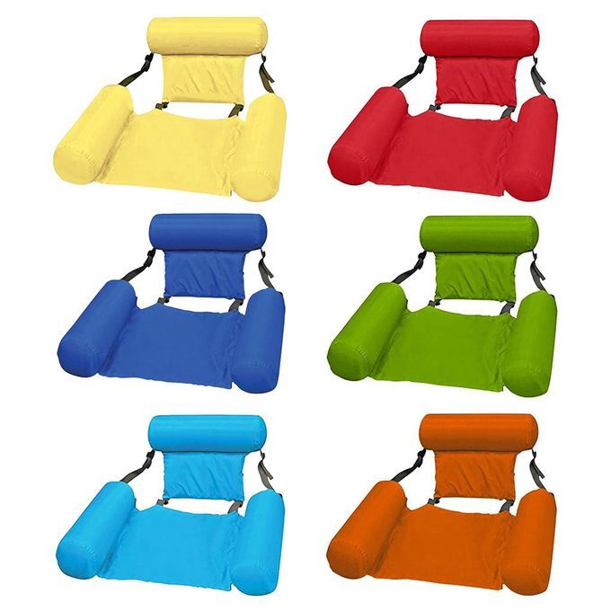 Inflatable Chair Swimming Floating Hammock Pools Sofa Float Lounge Red