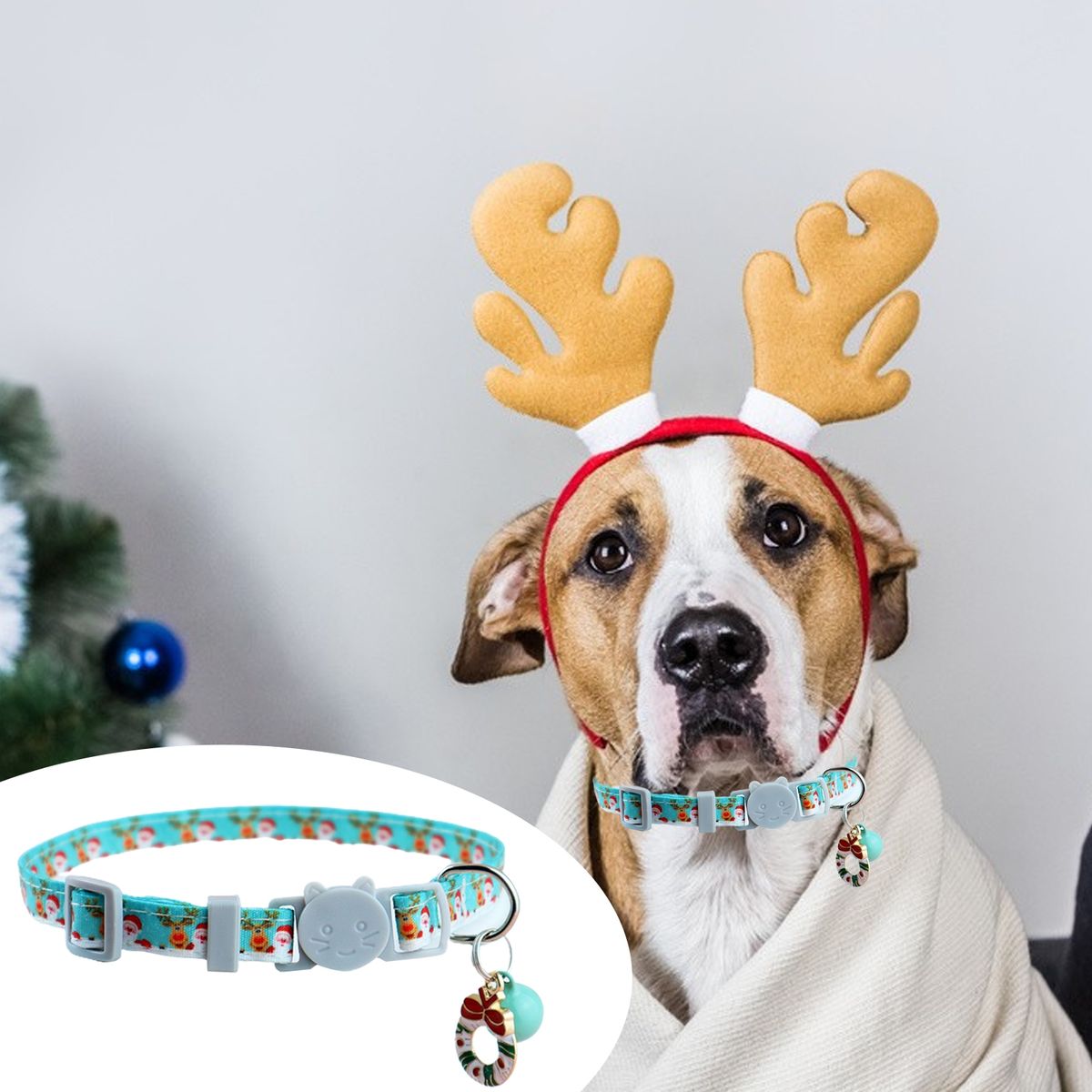 Dog Collar Mini Bell Pendant Style Xmas Themed Pet Collar D