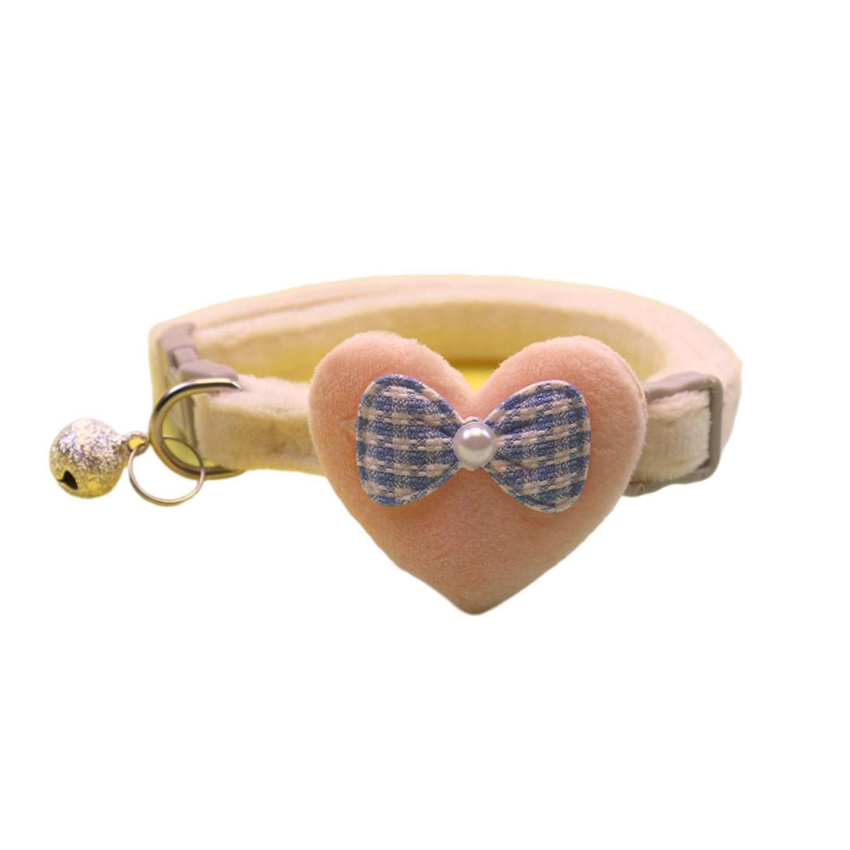 Pet Neck Circle Heart Bow Pet Cat Dog Neck Circle Beige