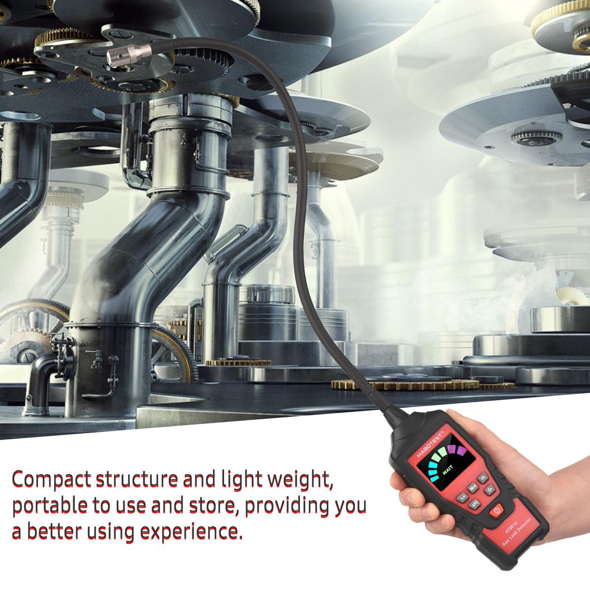 HABOTEST Portable Gas Analyzer HT601A Household Gas Leak Detector Gases Detector PPM Meter Methane Concentration Alarm Instrument