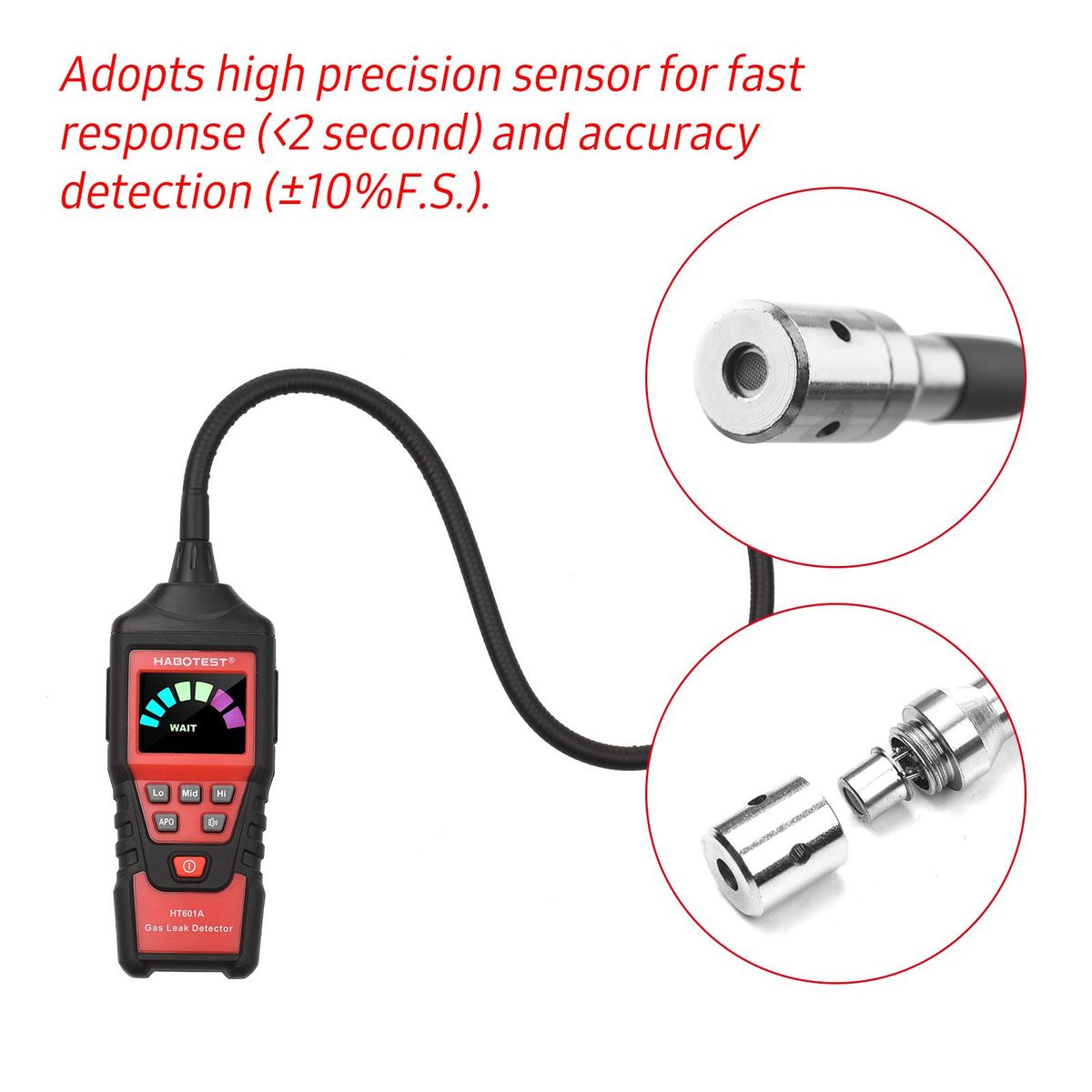HABOTEST Portable Gas Analyzer HT601A Household Gas Leak Detector Gases Detector PPM Meter Methane Concentration Alarm Instrument