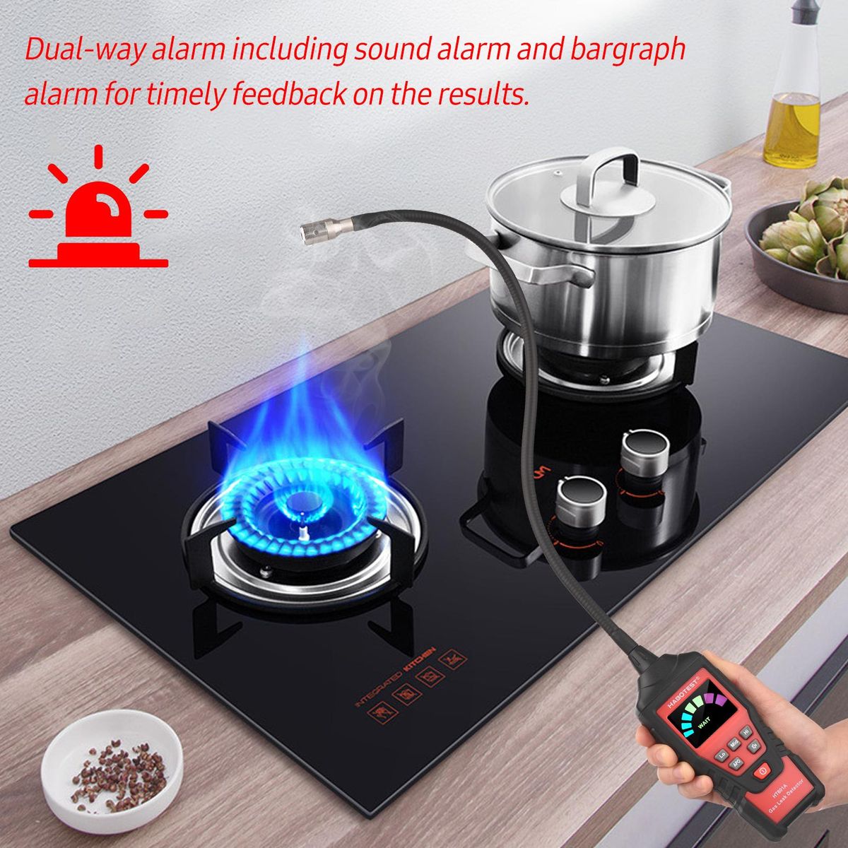 HABOTEST Portable Gas Analyzer HT601A Household Gas Leak Detector Gases Detector PPM Meter Methane Concentration Alarm Instrument
