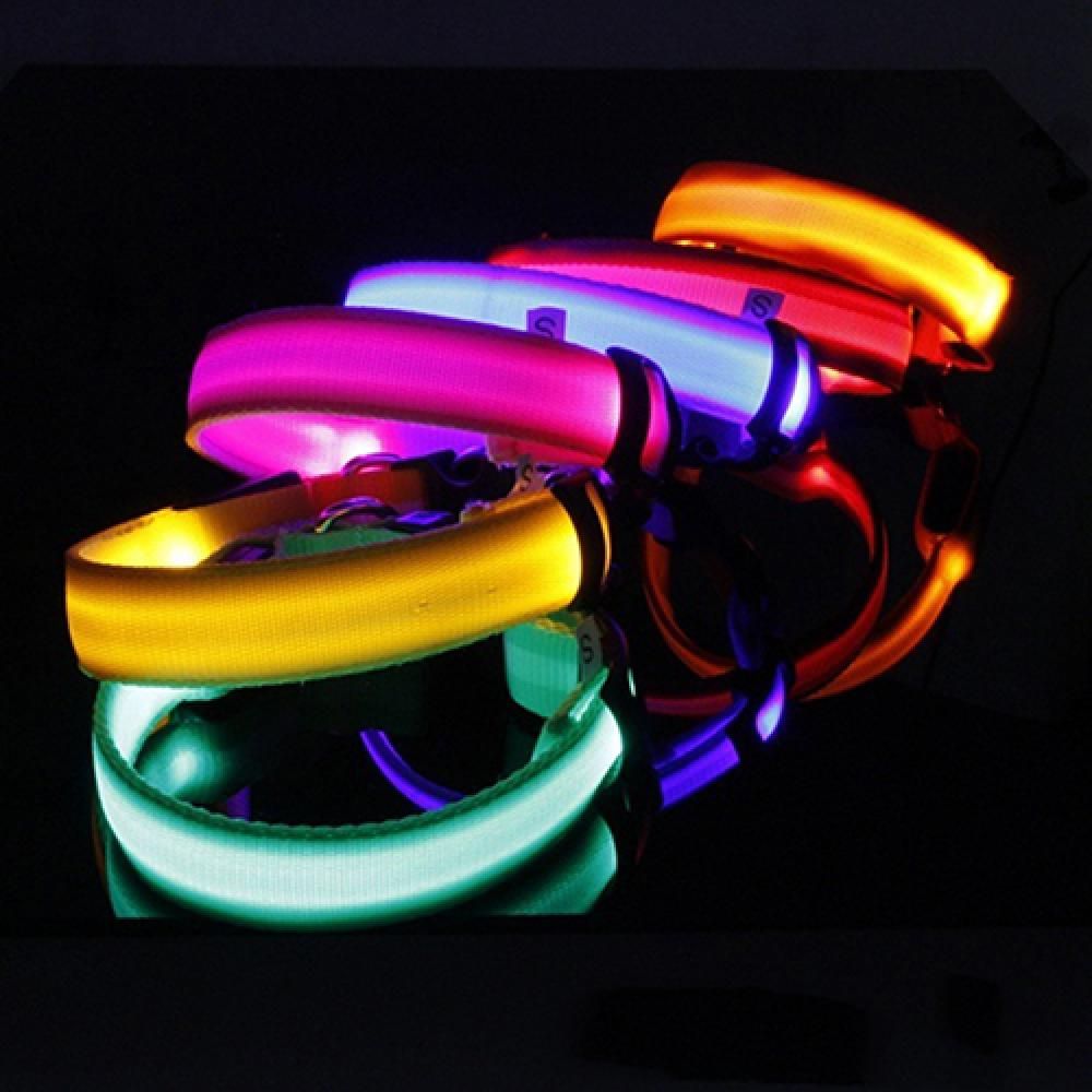 Nylon LED Glow Pet Dog Collar Pendant Night Safety Flashing