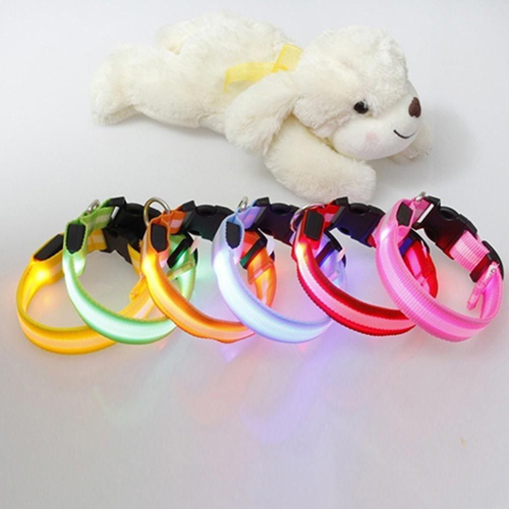 Nylon LED Glow Pet Dog Collar Pendant Night Safety Flashing